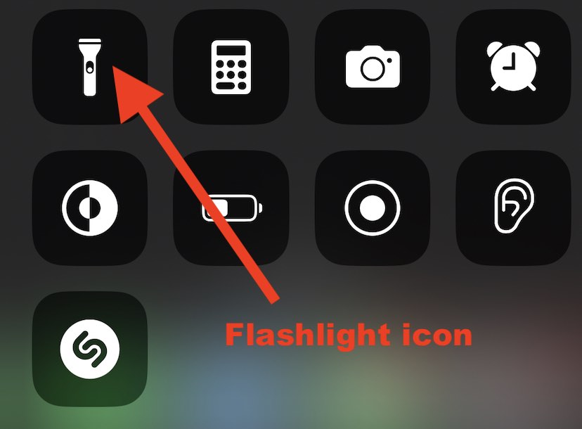 Turn iPhone Flashlight on or off icon Control Center